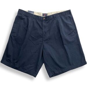 NWT Saddlebred Pleated Shorts Mens 44W Big Tall 10" Inseam Navy 100% Cotton Golf
